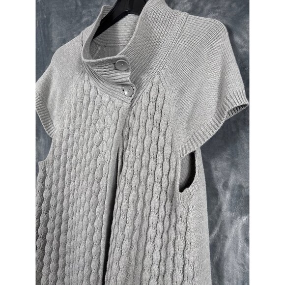 Izod Womens Cardigan Cable Knit Gray Sweater With Button Collar XXL - Picture 5 of 16